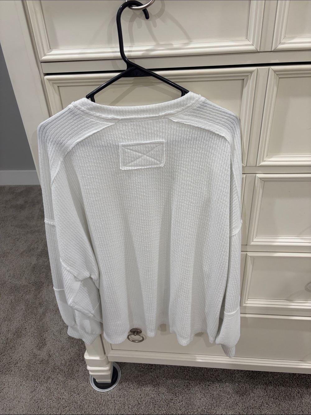 Blu Pepper White Waffle-Knit Henley Sweatshirt - Picture 3 of 3